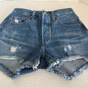 Levi's Blue High Rise Jean Shorts Botton Fly Womens Size 25